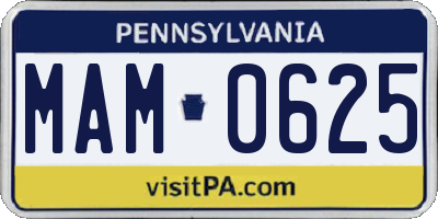 PA license plate MAM0625