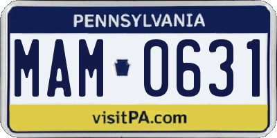 PA license plate MAM0631