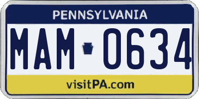 PA license plate MAM0634