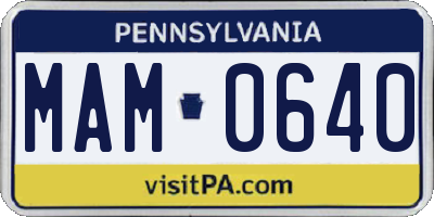 PA license plate MAM0640