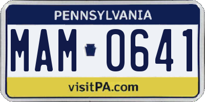 PA license plate MAM0641