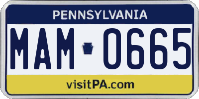 PA license plate MAM0665