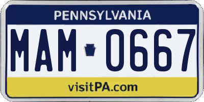 PA license plate MAM0667