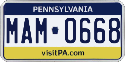 PA license plate MAM0668