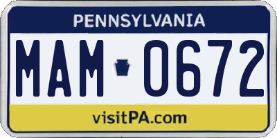 PA license plate MAM0672