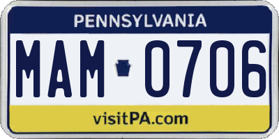 PA license plate MAM0706