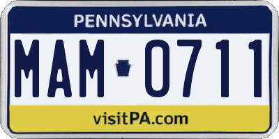 PA license plate MAM0711