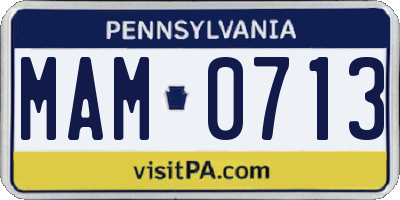 PA license plate MAM0713