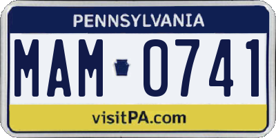 PA license plate MAM0741