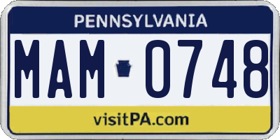 PA license plate MAM0748