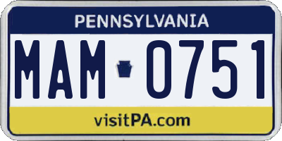 PA license plate MAM0751