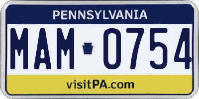 PA license plate MAM0754