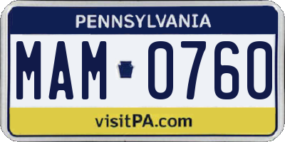 PA license plate MAM0760