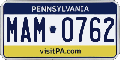 PA license plate MAM0762