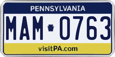 PA license plate MAM0763
