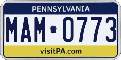 PA license plate MAM0773
