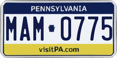 PA license plate MAM0775