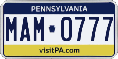 PA license plate MAM0777