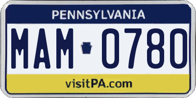 PA license plate MAM0780