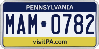 PA license plate MAM0782