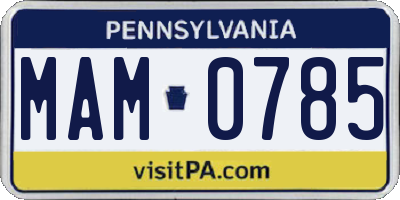 PA license plate MAM0785