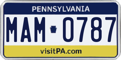 PA license plate MAM0787