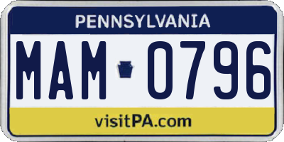PA license plate MAM0796