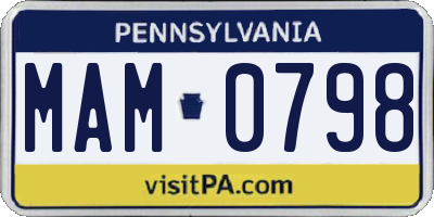 PA license plate MAM0798
