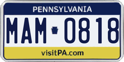 PA license plate MAM0818