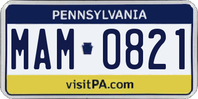 PA license plate MAM0821