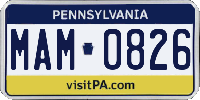 PA license plate MAM0826