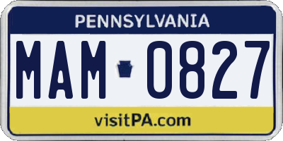 PA license plate MAM0827