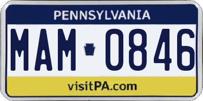 PA license plate MAM0846
