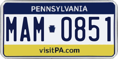 PA license plate MAM0851