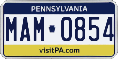 PA license plate MAM0854