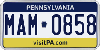 PA license plate MAM0858