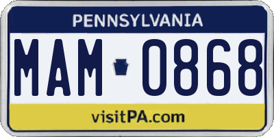 PA license plate MAM0868