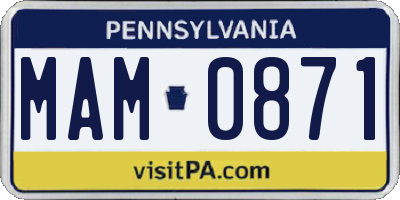 PA license plate MAM0871