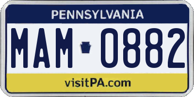 PA license plate MAM0882