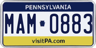 PA license plate MAM0883