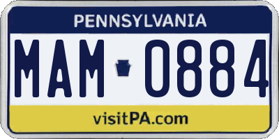 PA license plate MAM0884