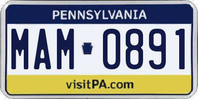 PA license plate MAM0891