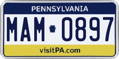 PA license plate MAM0897