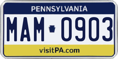 PA license plate MAM0903