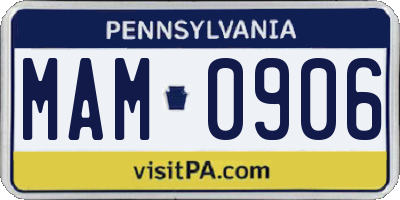 PA license plate MAM0906
