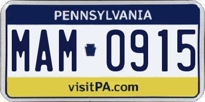 PA license plate MAM0915