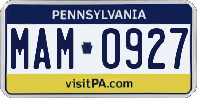 PA license plate MAM0927