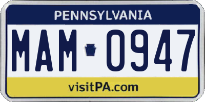 PA license plate MAM0947