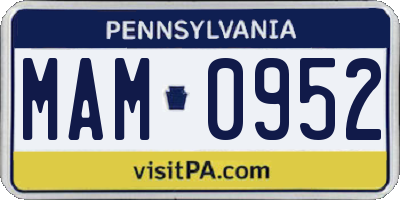 PA license plate MAM0952