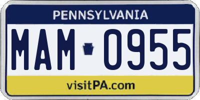 PA license plate MAM0955